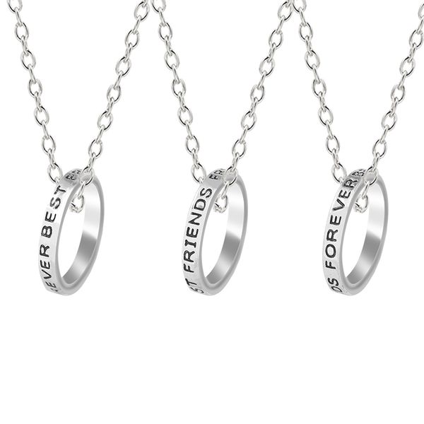 

2 or 3 friends necklace personality student girlfriends friendship black letter pendant ladies birthday gift daily jewelry, Silver