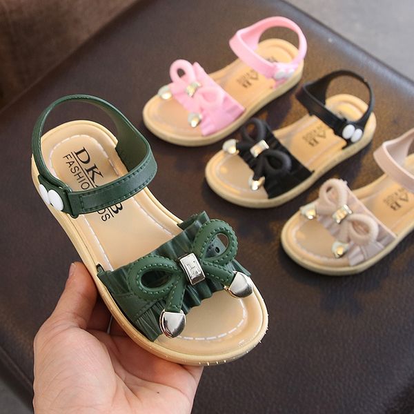 

2020 and butterfly sandals new children's korean princess shoes women's fashion bow sandals open toe casual shoes girls, Black;red