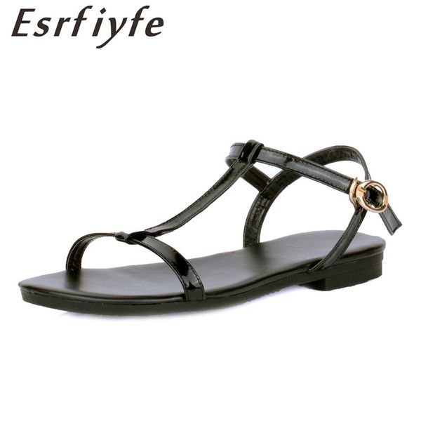 

esrfiyfe 2020 new women flat classics sandals plus size 34-43 fashion woman shoes summer footwear casual flock summer shoes, Black