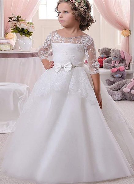 

kids formal wear birthday christmas girls pageant scoop with half sleeve lace baby children party dress flower girls dresses, Red;yellow