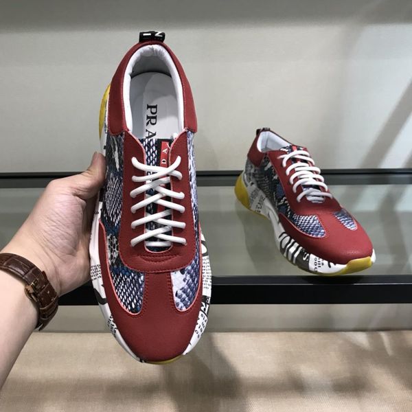 

2019q summer new men's printed shoes casual platform men's shoes comfortable breathable low-cut shoes original box packaging 38-44, Black