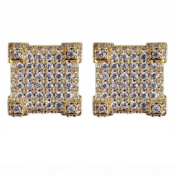 

18k gold plated jewelry iced out hiphop earrings for men new fashion diamond stud earring bling cubic zirconia mens earings rings, Silver