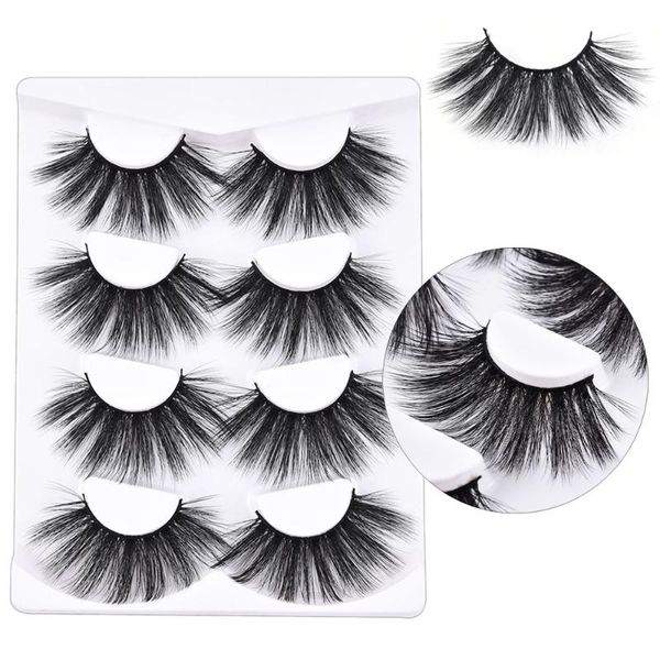 

3d faux mink hair eyelashes 4 pairs 25mm fluffy natural long full wispy fake lashes eyelash extension false eyelashes for beauty