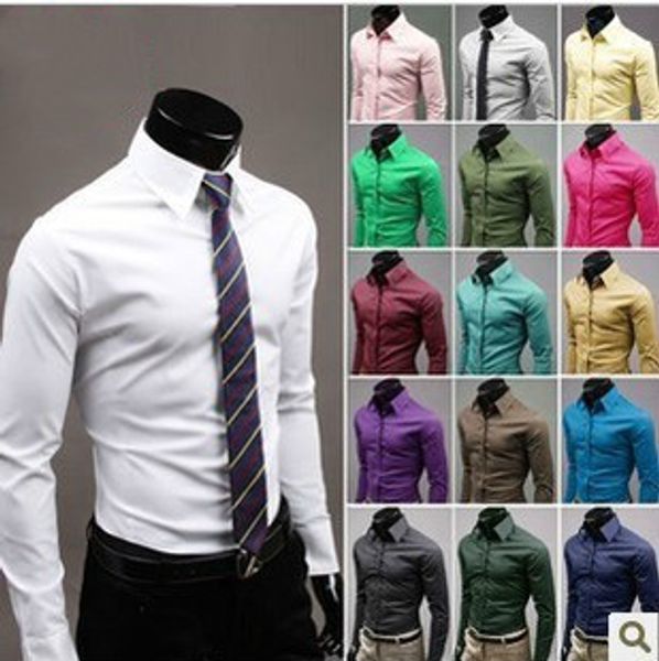 

men's fashionable shirt business gentleman long-sleeved men's shirt, White;black
