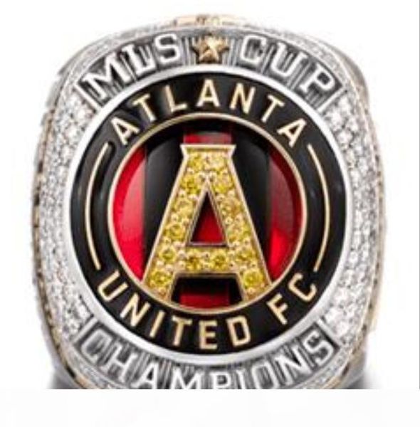 

k 2018 atlanta united fc major league soccer mls cup championship ring with wooden display box fan men gift wholesale drop shipping, Golden;silver