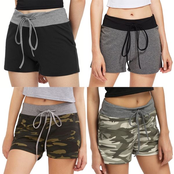 

summer loose fashion cow pattern women shorts floral print casual lady stretchy drawstring high waist shorts women beach wear#8031, White;black