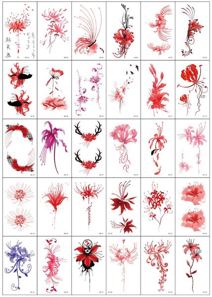 

30pcs flower pattern tattoo stickers waterproof 120 designs paste 4 specifications charming covering scar body painting