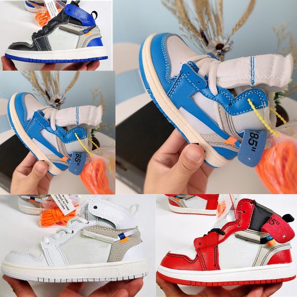 

chicago high og 1s youth children's basketball shoes university blue new born baby infant toddler trainers small big boys girls sneaker, Black