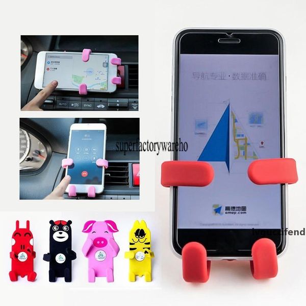 

cartoon car phone stand multi - functional silicone car ventilation vents stent lazy stent outlet