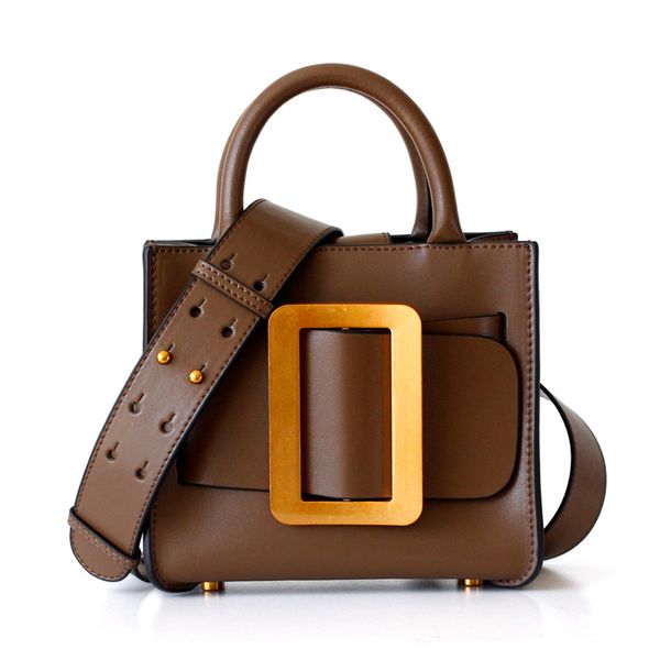

new generous buckle handbag belt decoration crossbody bag genuine leather casual small square bag