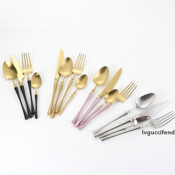 

ins selling matte gold cutlery set, pvd gold plated tableware set, classic design matte silver flatware set