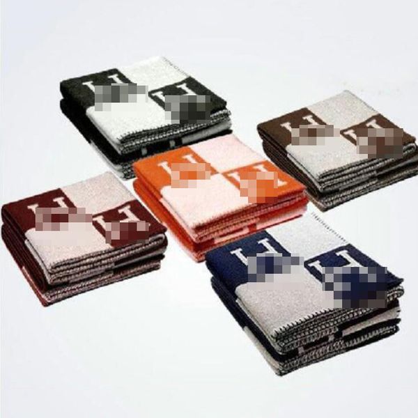 

11 colors letter h cashmere blanket soft wool scarf shawl portable blanket warmth plaid sofa bed fleece knit throw towel