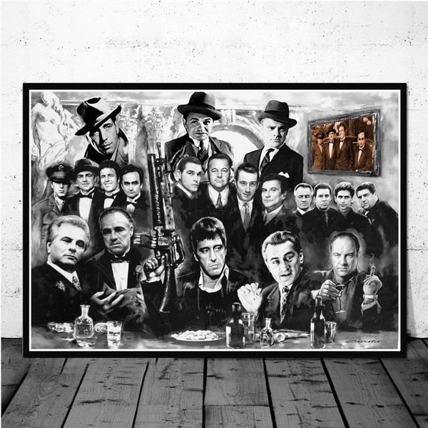

Classic Movie Gangsters Godfather Wall Posters Canvas Paintings Wall Art Pictures Posters and Prints for Living Room Decor