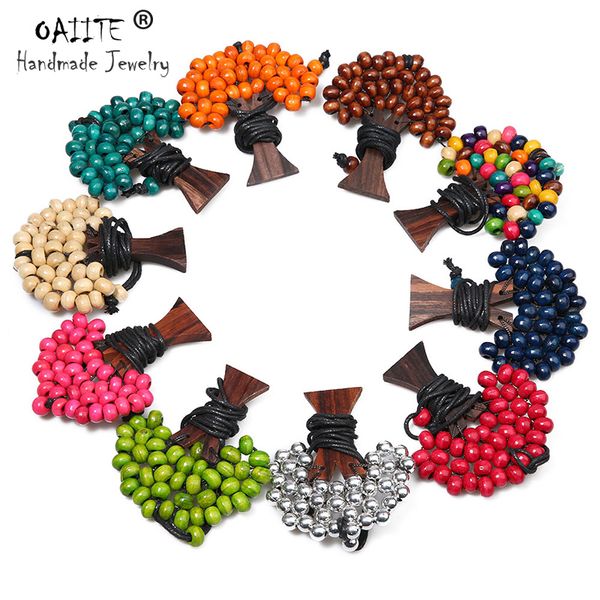 

fashion long necklace choker handmade wooden beads necklace tree of life pendant trendy for women girl christmas gift, Silver