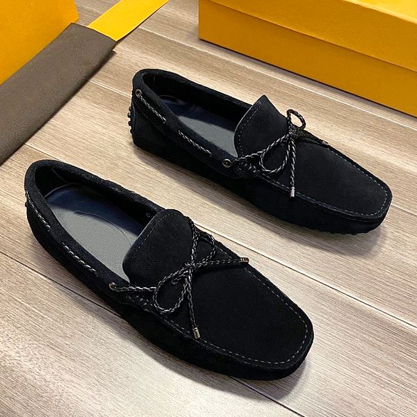 

new highquality mens casual bowknot leather shoes, nonslip wearresistant flat loafers, pedal driving shoes, stylish loafers with origina qwv, Black