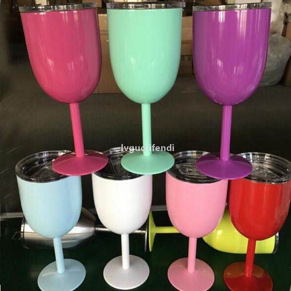 

2017 10oz new style wine glass cup stainless steel tumbler true north metal goblet with lid 9 colors in stock