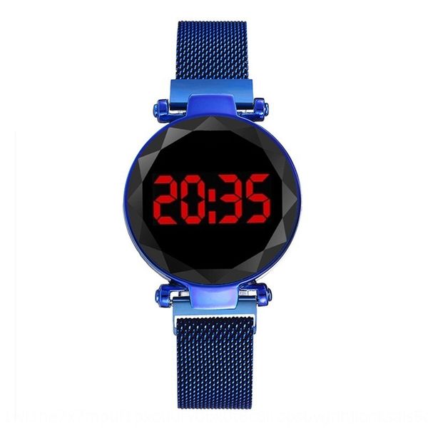 

tiktok net red fashion led watchband flashlight strap electronic watch iron-absorbing stone strap student hand electronic watch, Blue