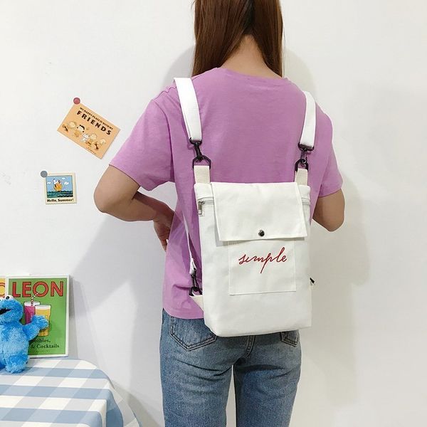 

женщины сумка 2020 новая мода сумка плеча простой студент рюкзак повседневная холст женщины плеча диагональ черный и белый