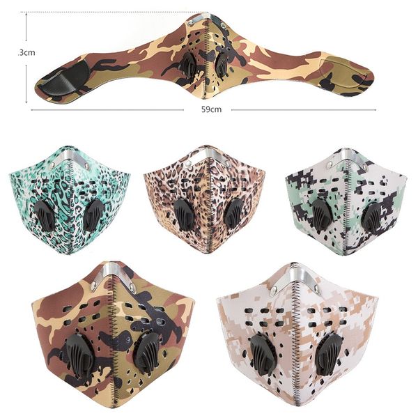 

carbon activated face mask with dual aspirator valve pm2.5 filtered reusable outdoor sports biking mouth cover dustproof washable mask