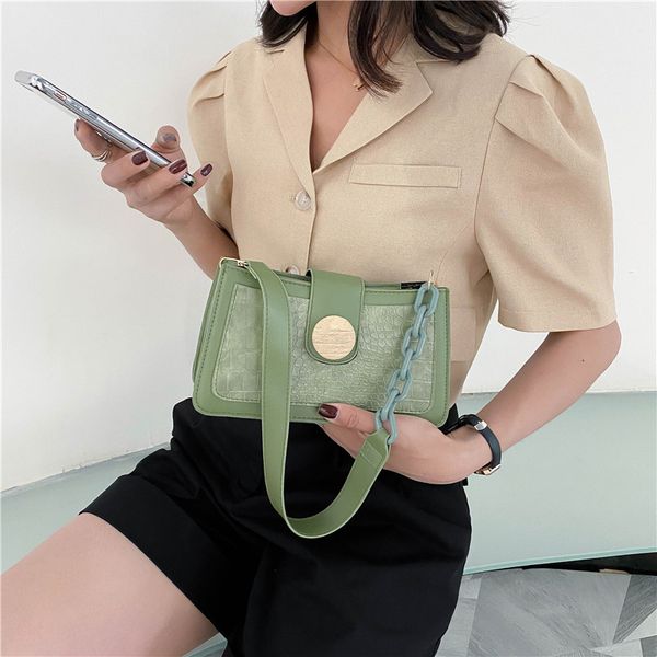 

2020 new ladies shoulder bag fashion small square bag chain handbag diagonal crocodile pattern female