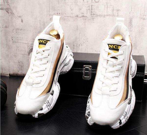 

2020 casual men shoes platform sneakers vintage male thick sole trainers running shoes youth boy gym teenagers, Black