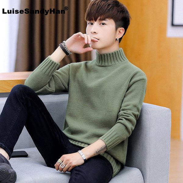 

men's sweaters loose high collar solid simple sweater man ribbed edge fashion commuting warm bottoming knitted pullover autumn 2021, White;black