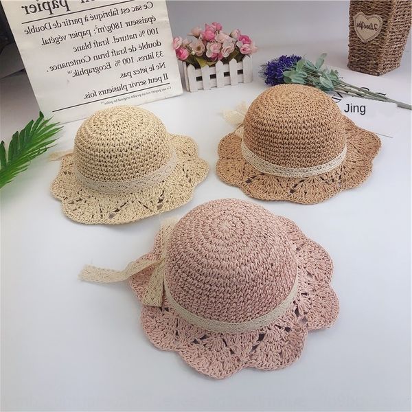 

girls sun princess sun protection 3 boys wide eaves straw 6 months -2-5 years cap cap straw baby hat old children's baby hat 1, Yellow