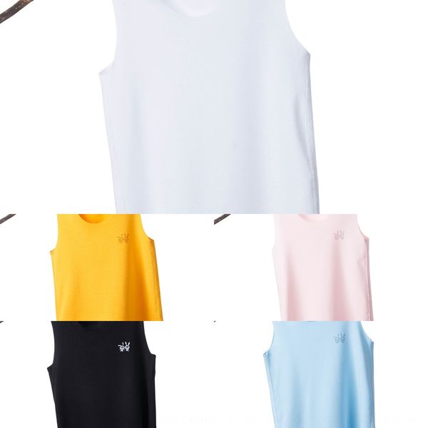

20 summer vestcasual cut children's round neck modal ice silk seamless vest small and medium children solid color base vest, Blue
