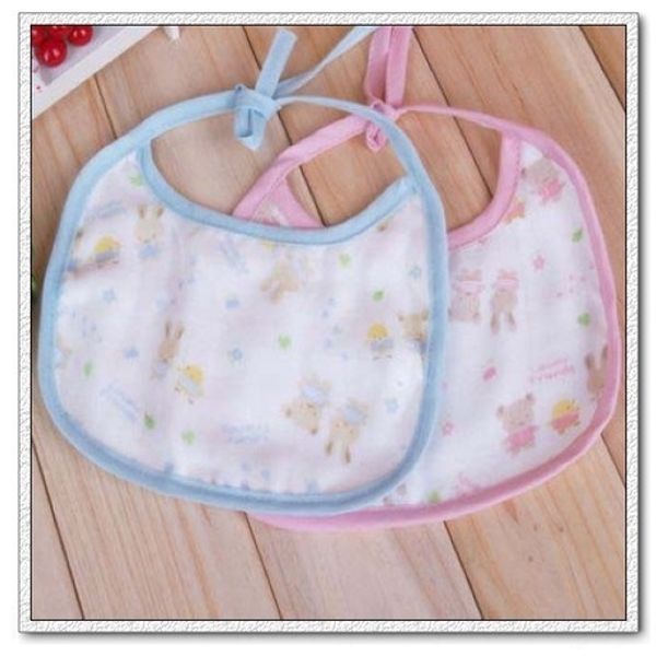 

1wse4 cartoon baby 6-layer cotton gauze blue edge/pink edge cartoon baby bib 6-layer cotton gauze bib saliva towel saliva towel blue edge/pi