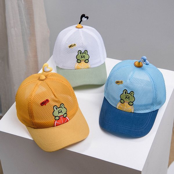

summer thin mesh sun hat korean cute baby baseball baby cap super cute cartoon embroidery children's baseball cap fashion, Blue;gray