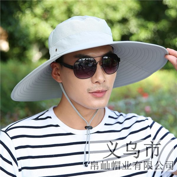 

big brim men's sunshade breathable outdoor climbing fishing sun leisure fisherman sunshade fisherman hat big hat summer, Blue;gray