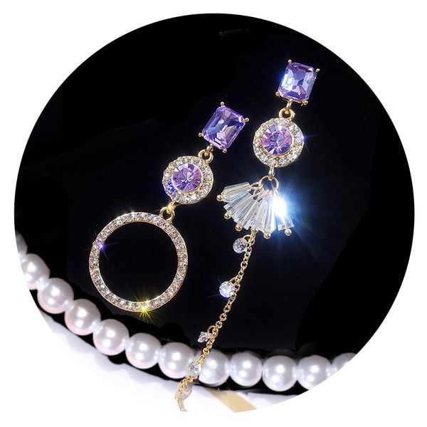 

925 silver needle cold wind asymmetrical set ring with femaledrop earrings drop earrtemperament long tassel and drop earrings by002, Golden