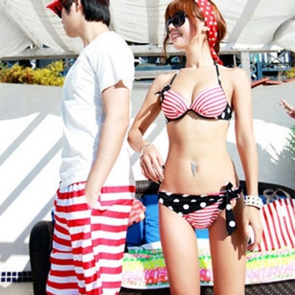 

special offer small chest steel support gathered couple bikini bikini swimsuit nylon swimsuit, Black