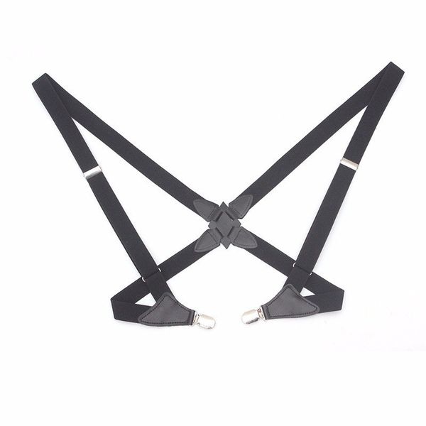 

2.5cm width equal gun suspenders orthopedic holster suspender posture 2 clip-on braces suspenders for mens male, Black;white