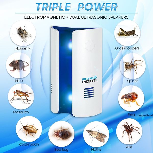 

2pcs ultrasonic electronic anti mosquito killer lamp mice cockroach mosquitoes moths insect killer repellent pest reject control t200529