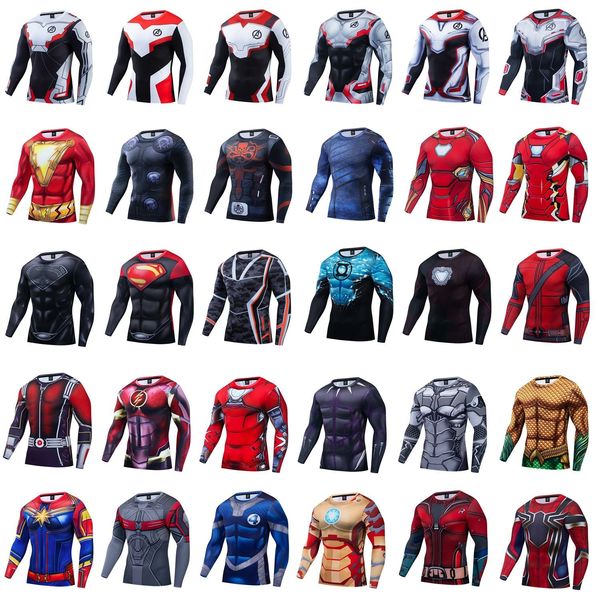 

avengers marvel dc clothing sports fitness quick-drying clothes long sleeve t-shirt, White;black