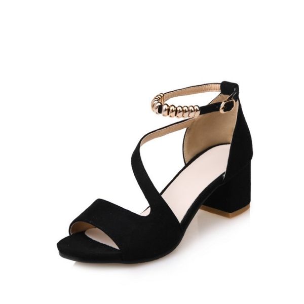 

beige heeled sandals 2020 women's ladies shoes summer block heels med all-match open toe large size black sale woman velvet