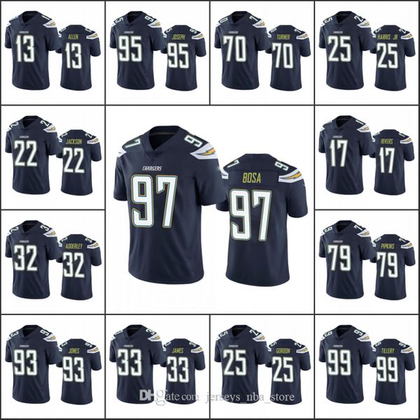 

los angeles chargers men #17 philip rivers 13 keenan allen 97 joey bosa women youth nfl custom navy vapor limited jersey, Black;red