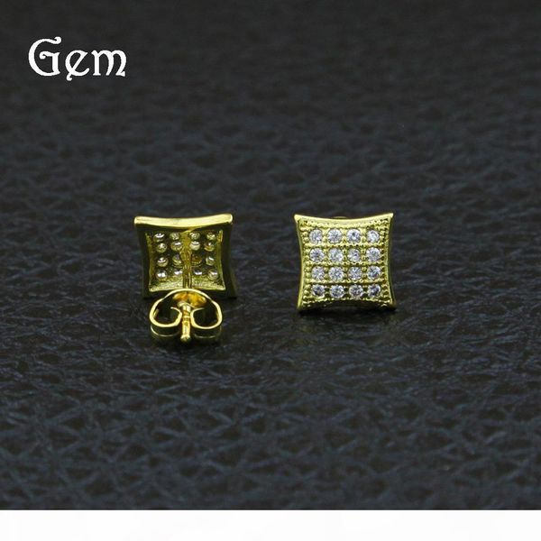 

18k gold plated hiphop earrings for mens full diamond hip hop ear studs cool hip-hop pierced earring jewelry, Silver