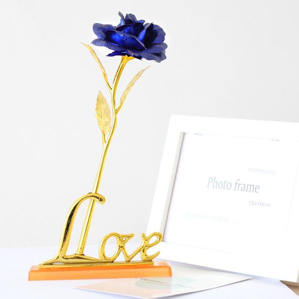 

valentine's day mother's day gift 24k gold plated rose with love holder box gift for wedding decoration flower gold dipped rose