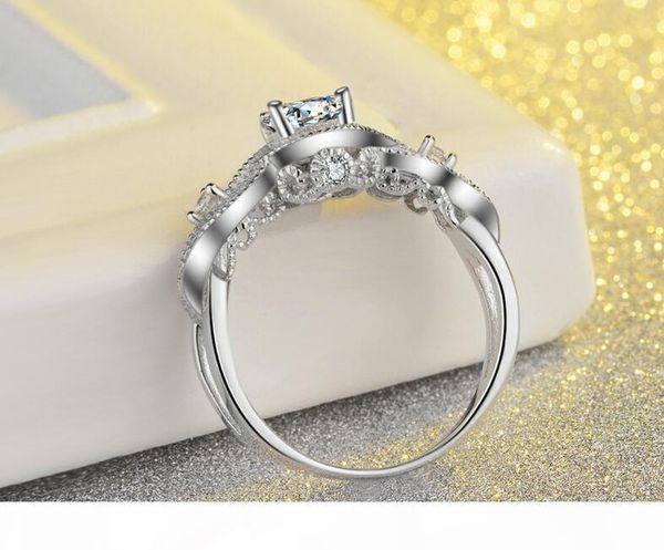 

f 2017 новый оптовый роскошные ювелирные изделия стерлингового серебра 925 белый топаз cz алмазная сона бриллиантовые женщины цветок венчани, Silver