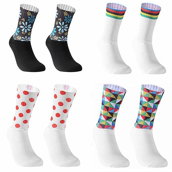 

new anti slip seamless cycling socks integral moulding high-tech bike sock compression bicycle outdoor running sport socks, Black