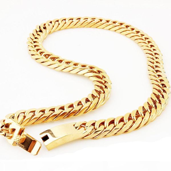 

real 316l stainless steel jewelry heavy curb cuban link necklaces for men's exaggerated gold chain 60cm*1.5cm, Silver