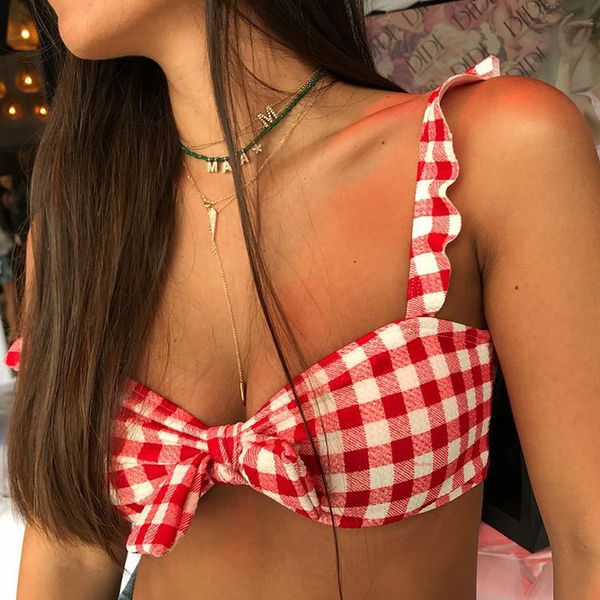 

плед бикини купальники женщины 2020 сборки бандо купальник женский бикини установить узел push up плед купальный костюм бразильский biquini, White;black