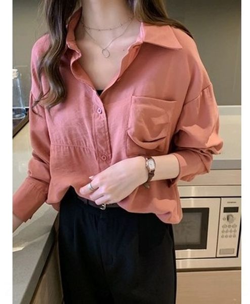 

new fashion loose long-sleeved women's design niche korean style shirt base shirt fashion, White