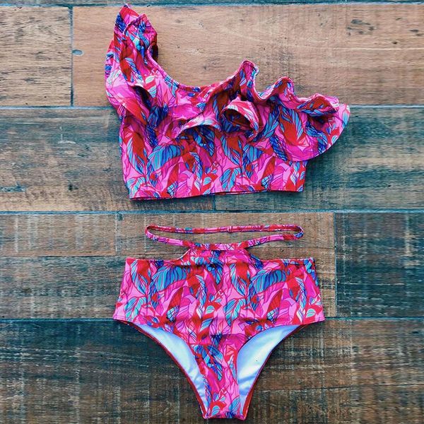 

one shoulder bikinis 2020 new print swimwear women swimsuit push up suits beach wear brazilian bikini set biquini, White;black