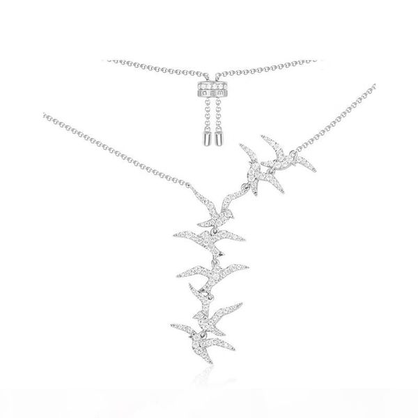 

europe and america trendy women jewelry white gold cz swallow pendant necklace earrings for girls women nice gift, Silver