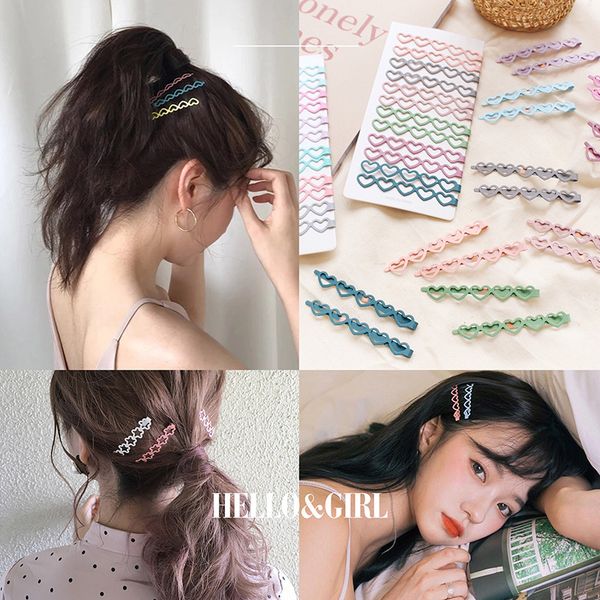 

hair clips 6.5cm long set cute color bobby pins girls heart wave kot hairpins women accessories big metal barrettes
