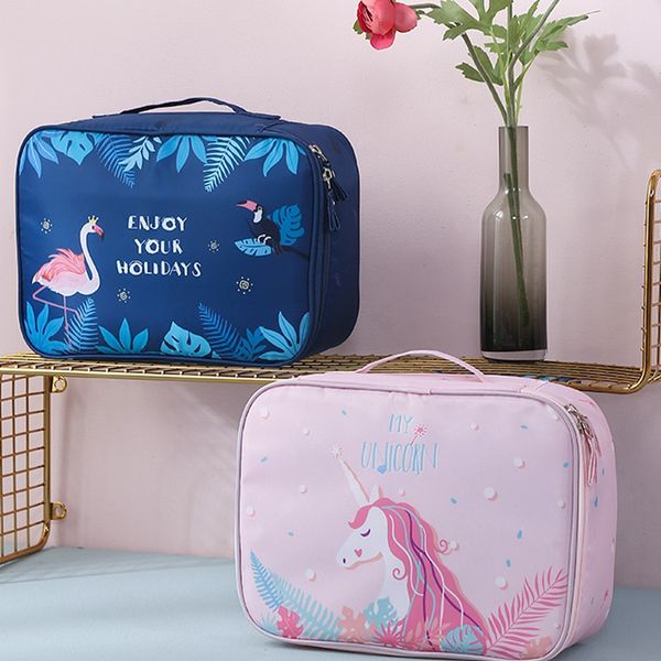 

единорог косметический мешок водонепроницаемый организатор путешествий туалетные сумки flamingo макияж сумка многофункциональный большой nec, Blue;pink