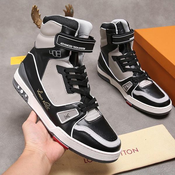 

men shoes trainer sneaker mid -fashion boots bottes hommes luxury mens shoes fashion l22 chaussures pour hommes ankle boots fast deliver, Black